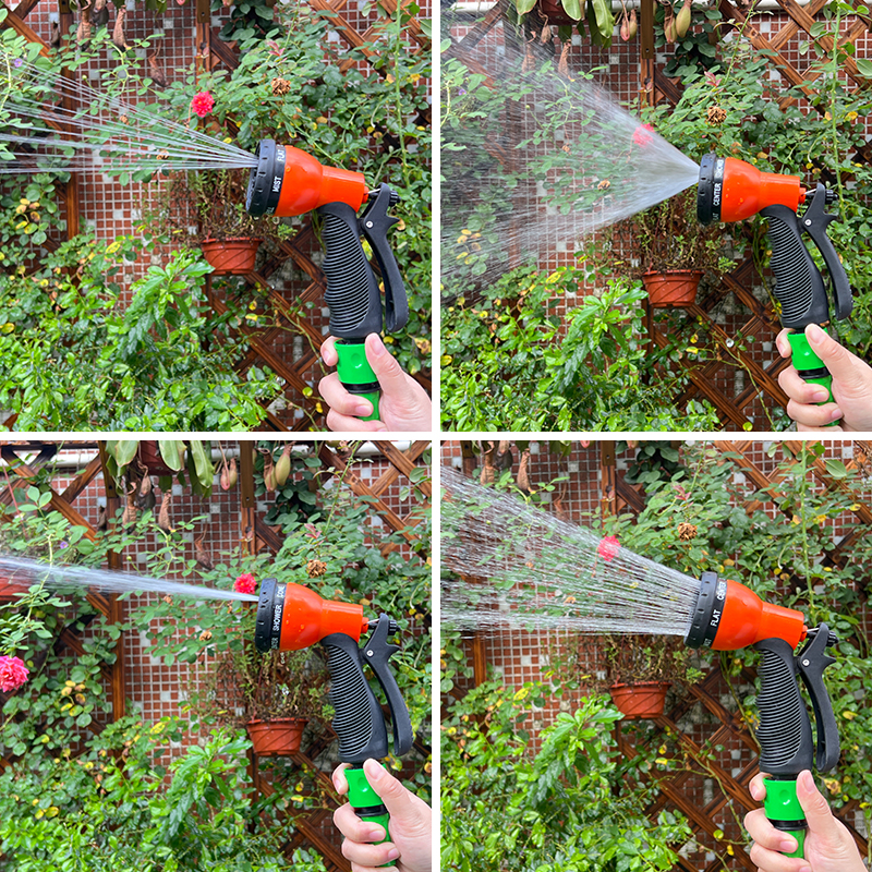 7-Pattern Flexible Watering Nozzle, Heavy Duty Adjustable Garden Hose Spray Gun for Outdoor Use