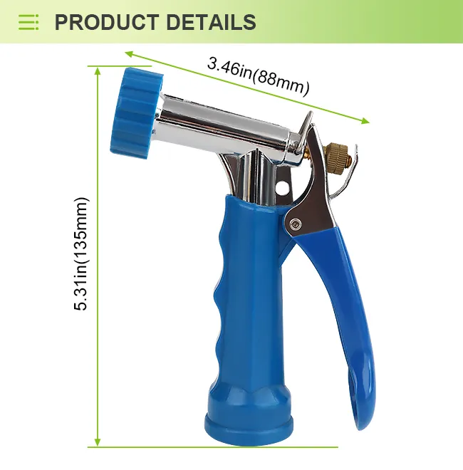 Garden Hose Sprayer – Adjustable Metal Spray Nozzle with Ergonomic Blue Handle