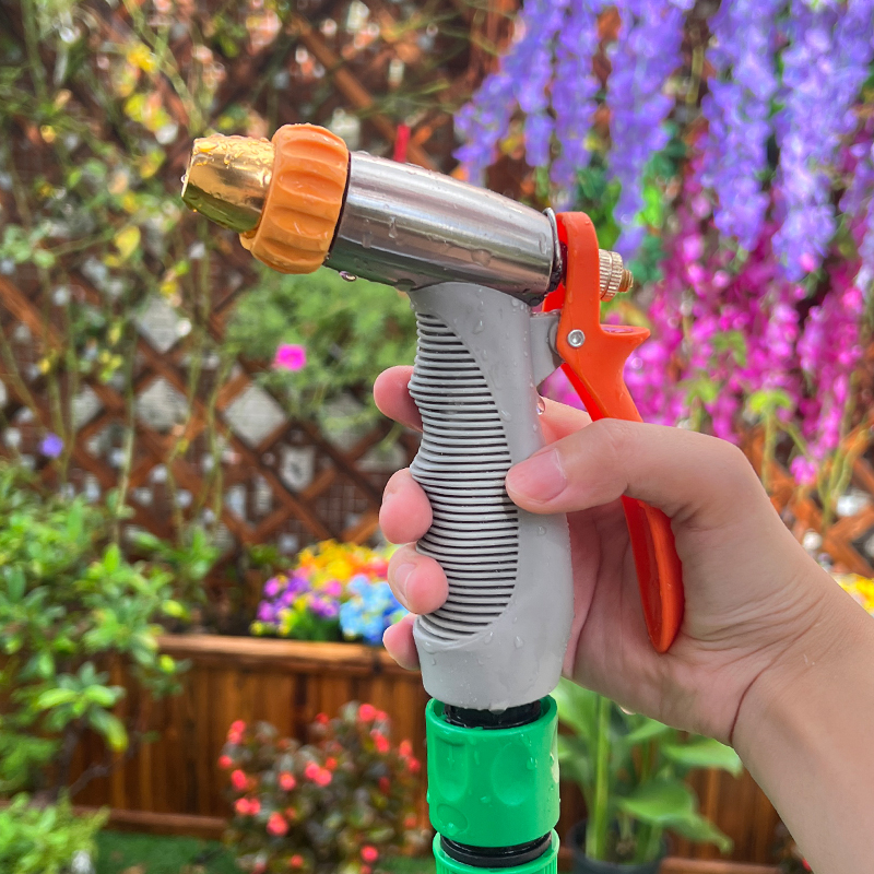 Garden Irrigation Nozzle – Adjustable Brass Nozzle, Heavy Duty Spray Gun, Non-Slip Grip