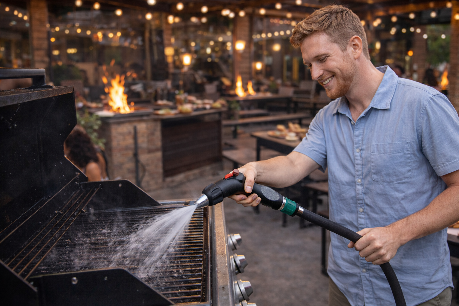 Heavy Duty BBQ Cleaning Spray Nozzle with Ergonomic Thumb Lock Design