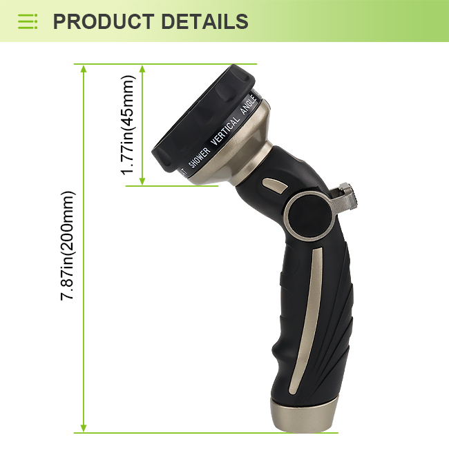 Heavy-Duty Thumb-Control Garden Hose Nozzle with 9 Spray Patterns – Leak-Proof, Ergonomic & Adjustable