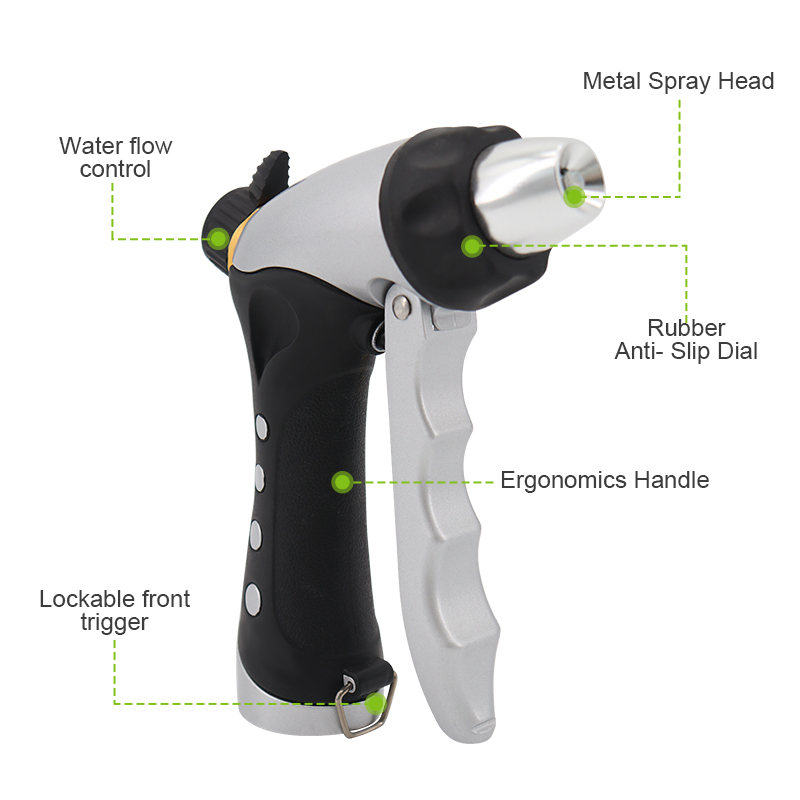 Leak-Proof Hose Nozzle with Adjustable Spray for Garden and Outdoor Use