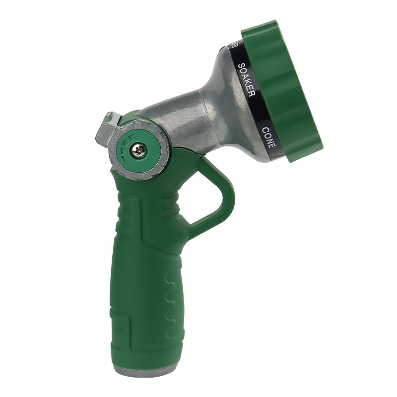 Adjustable Pressure Garden Hose Nozzle with Metal Body & Thumb Control – 8 Patterns