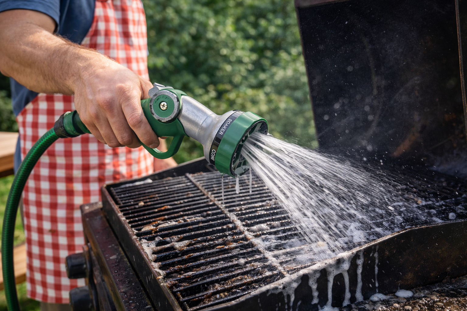 Adjustable Pressure Garden Hose Nozzle with Metal Body & Thumb Control – 8 Patterns