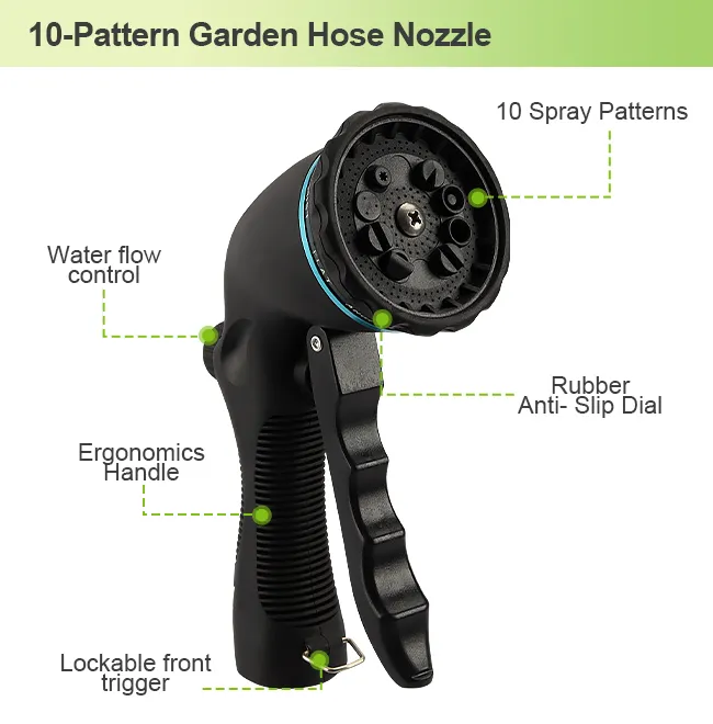 Multi-Use Spray Nozzle with Adjustable Patterns for Garden and Outdoor Use