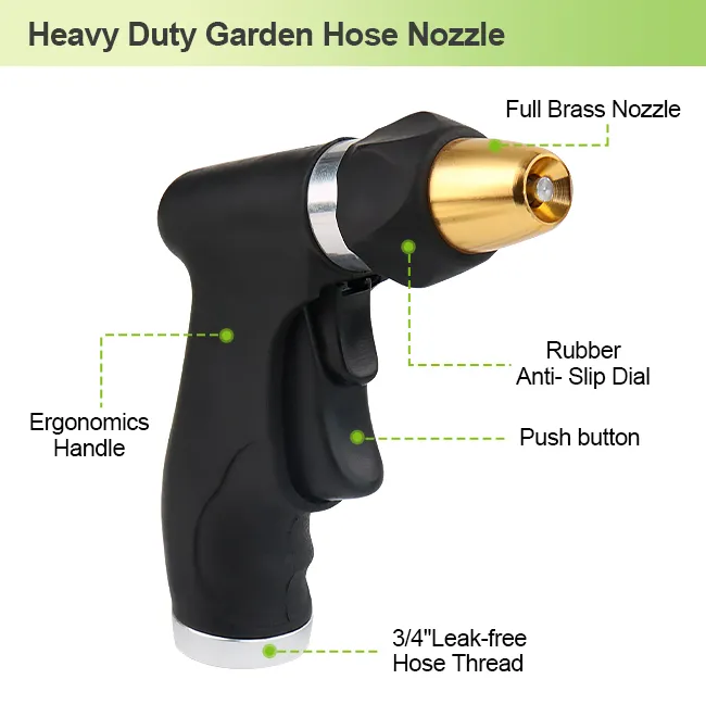 Soft touch hose nozzle – Heavy Duty Adjustable Brass Nozzle with Ergonomic Trigger