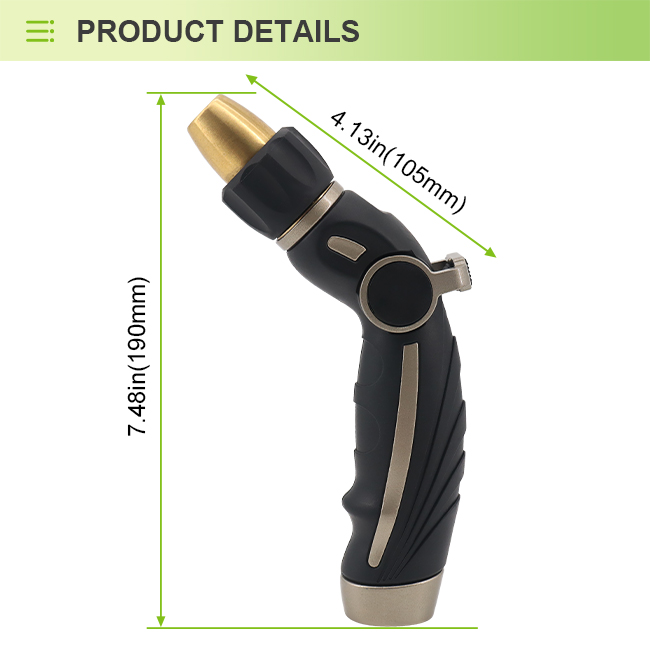 Solid Brass Hose Nozzle – Heavy Duty Adjustable Jet Spray Nozzle with Thumb Control