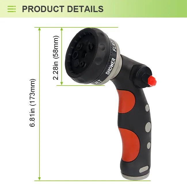 Multi-Pattern Thumb Control Hose Nozzle – 7-Pattern Ergonomic Garden Sprayer with Soft Grip