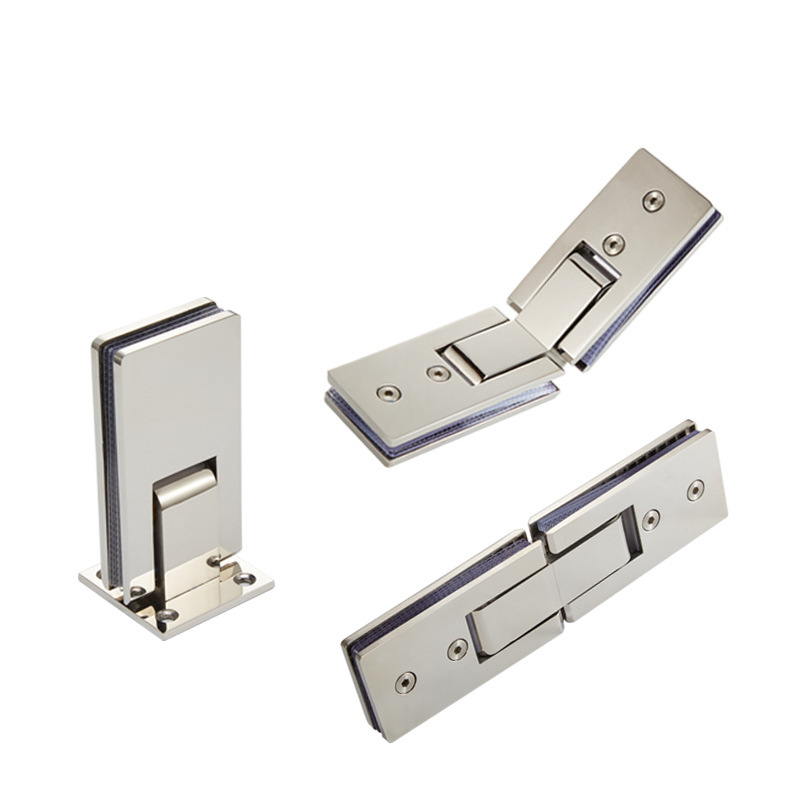 Bilateral rectangular glass door clamps