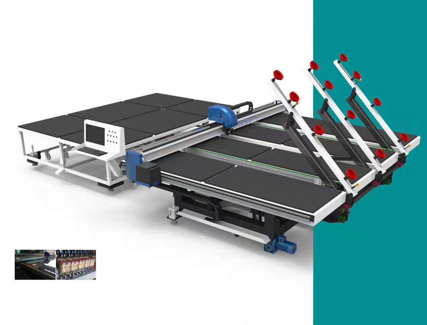 CNC glass cutting machine with loading arms