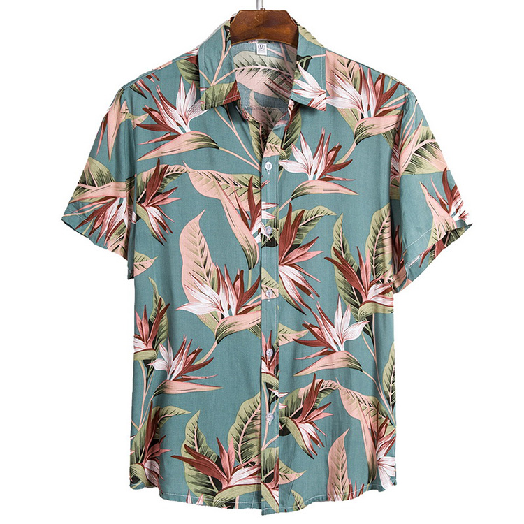 Factory Custom Printed Men's Flowers Casual Hawaiian Mens   Shirts