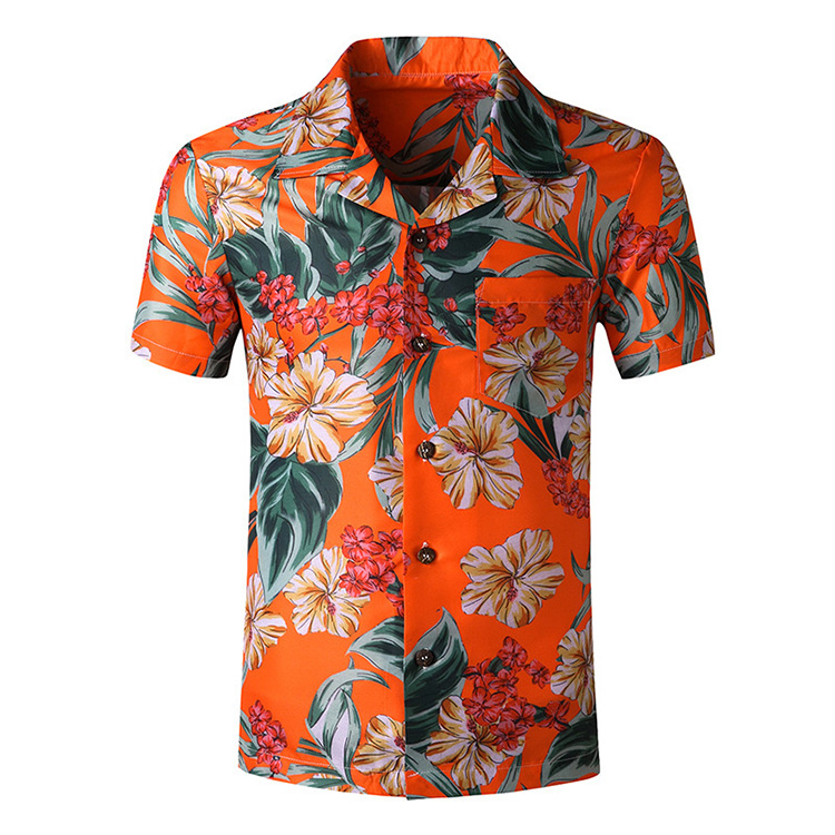 Printed design    men wear hawaiian beach shirt short sleeve JERSEY
