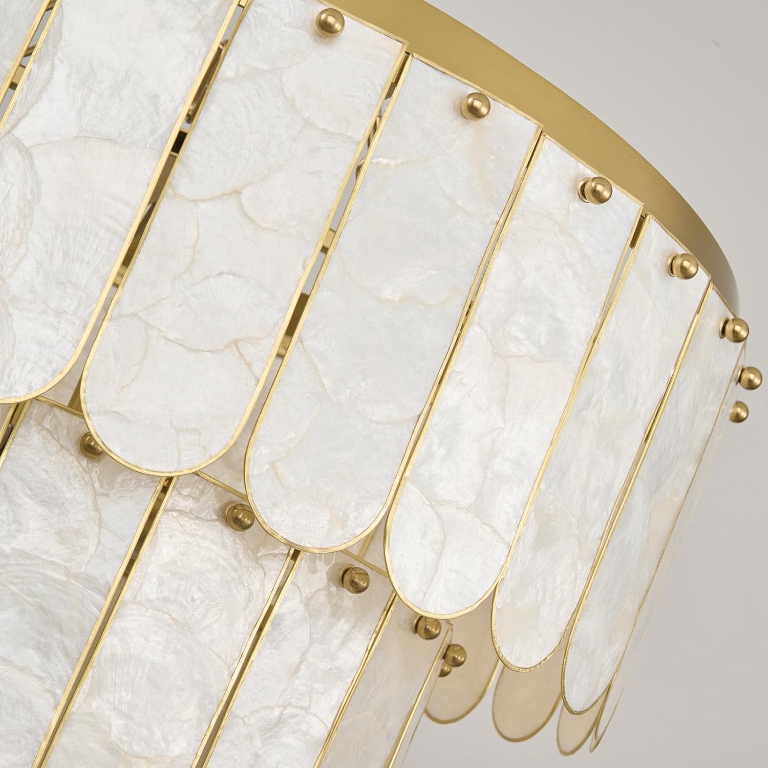 Modern Gold Capiz Shell Chandelier – 3-Color Dimmable Pendant with E26 Socket