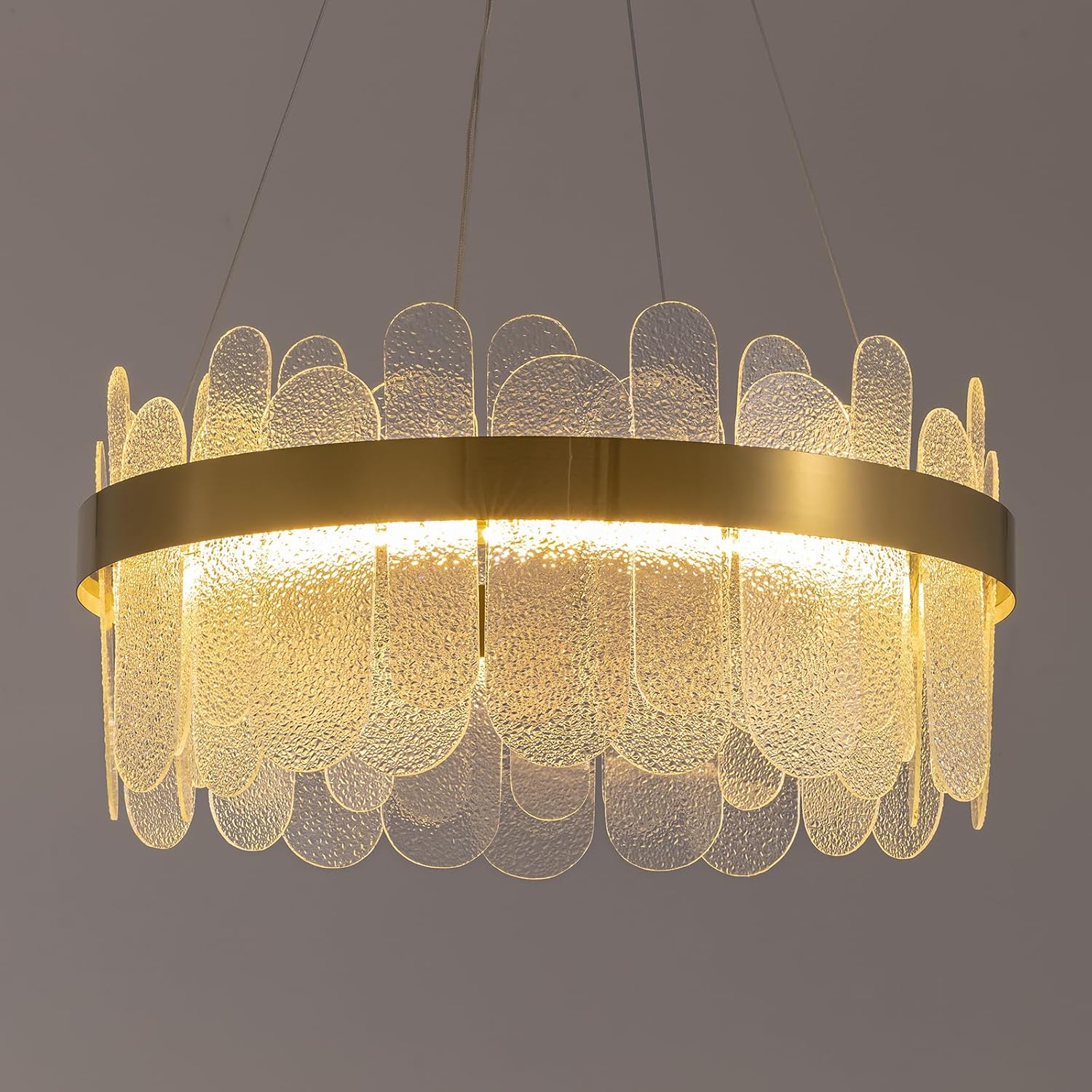 Modern Dimmable LED Bubble Glass Chandelier – Brass Gold Adjustable Height Pendant Light for Dining Room & Kitchen Island