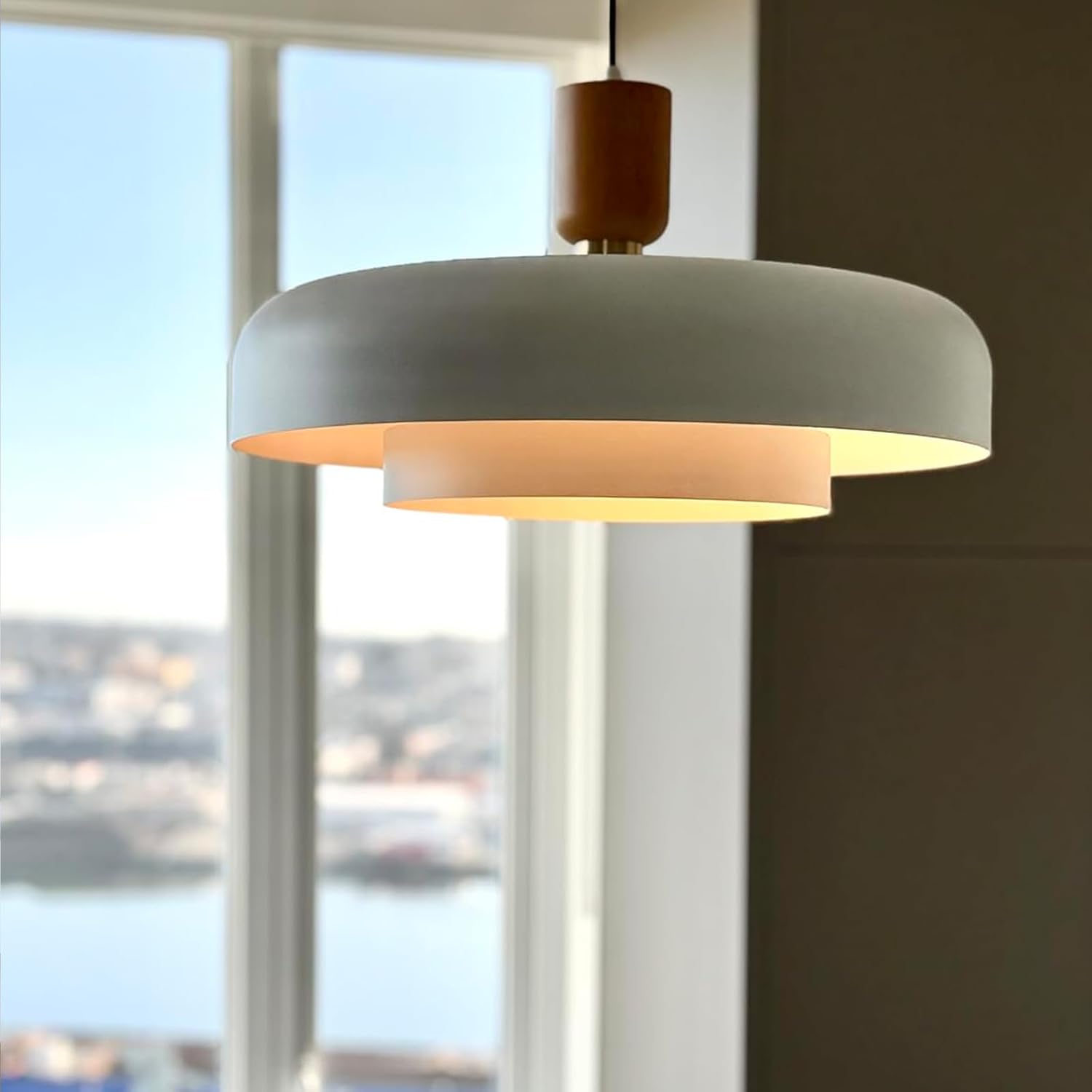 Modern Nordic Wooden Pendant Light - Adjustable Height LED Ceiling Lamp