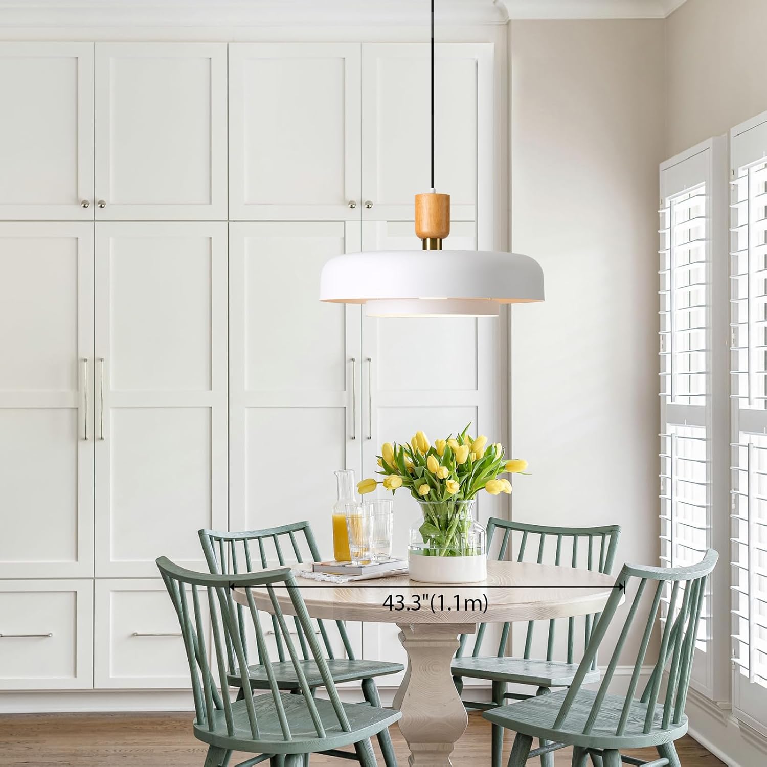 Modern Nordic Wooden Pendant Light - Adjustable Height LED Ceiling Lamp