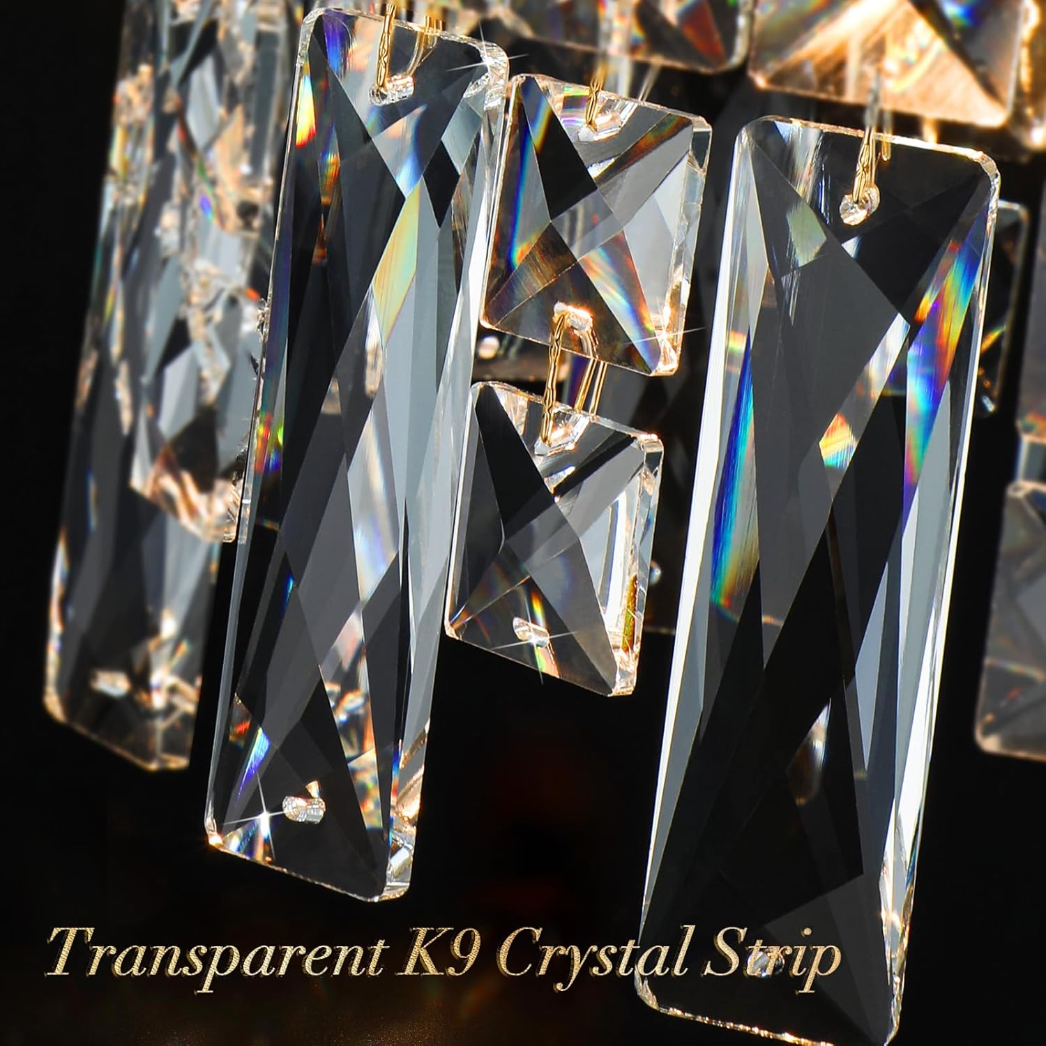 Modern Gold Crystal Pendant Light with E12 Base – Adjustable Height Luxury Hanging Light for Kitchen Island, Dining Room, Bedroom