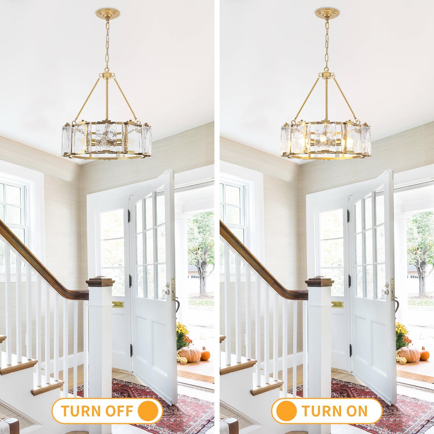 Modern Gold Round Crystal Chandelier with E12 Base – Adjustable Height Luxury Pendant Light Fixture