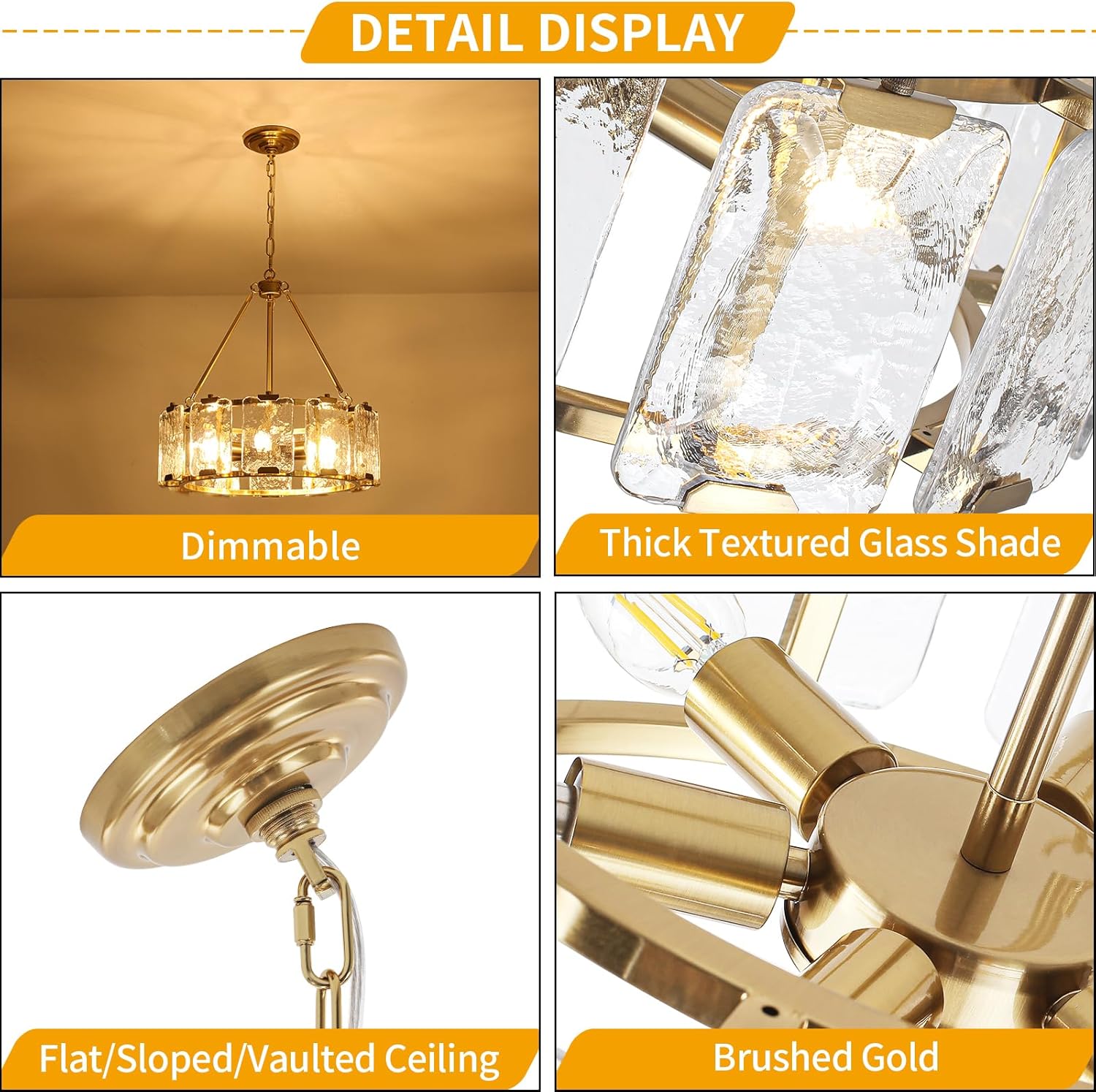 Modern Gold Round Crystal Chandelier with E12 Base – Adjustable Height Luxury Pendant Light Fixture