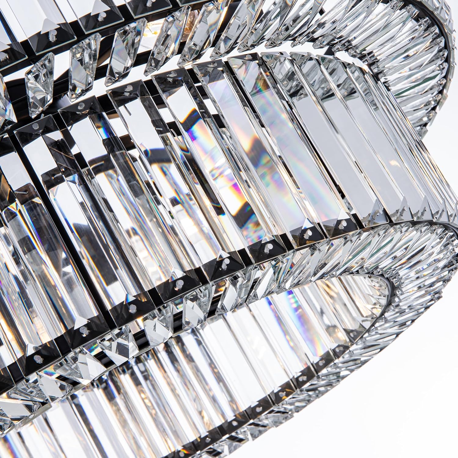 Luxury Double-Tier Crystal Chandelier – 24-Inch Adjustable Modern Round LED Pendant Light