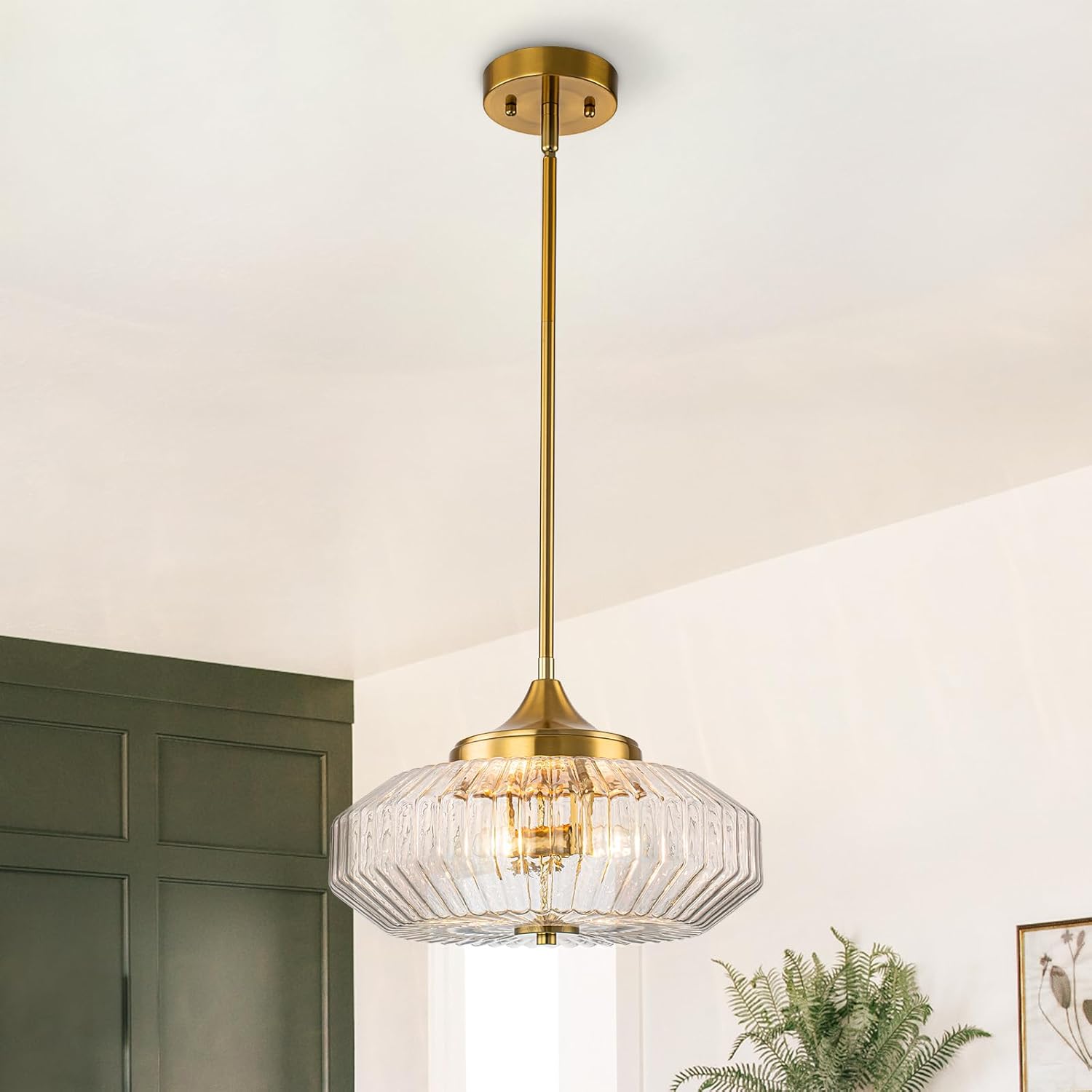 Luxury Gold Crystal Pendant Ceiling Light Adjustable Modern Round Chandelier