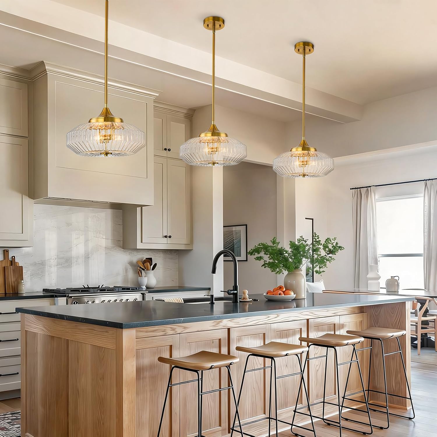 Luxury Gold Crystal Pendant Ceiling Light Adjustable Modern Round Chandelier