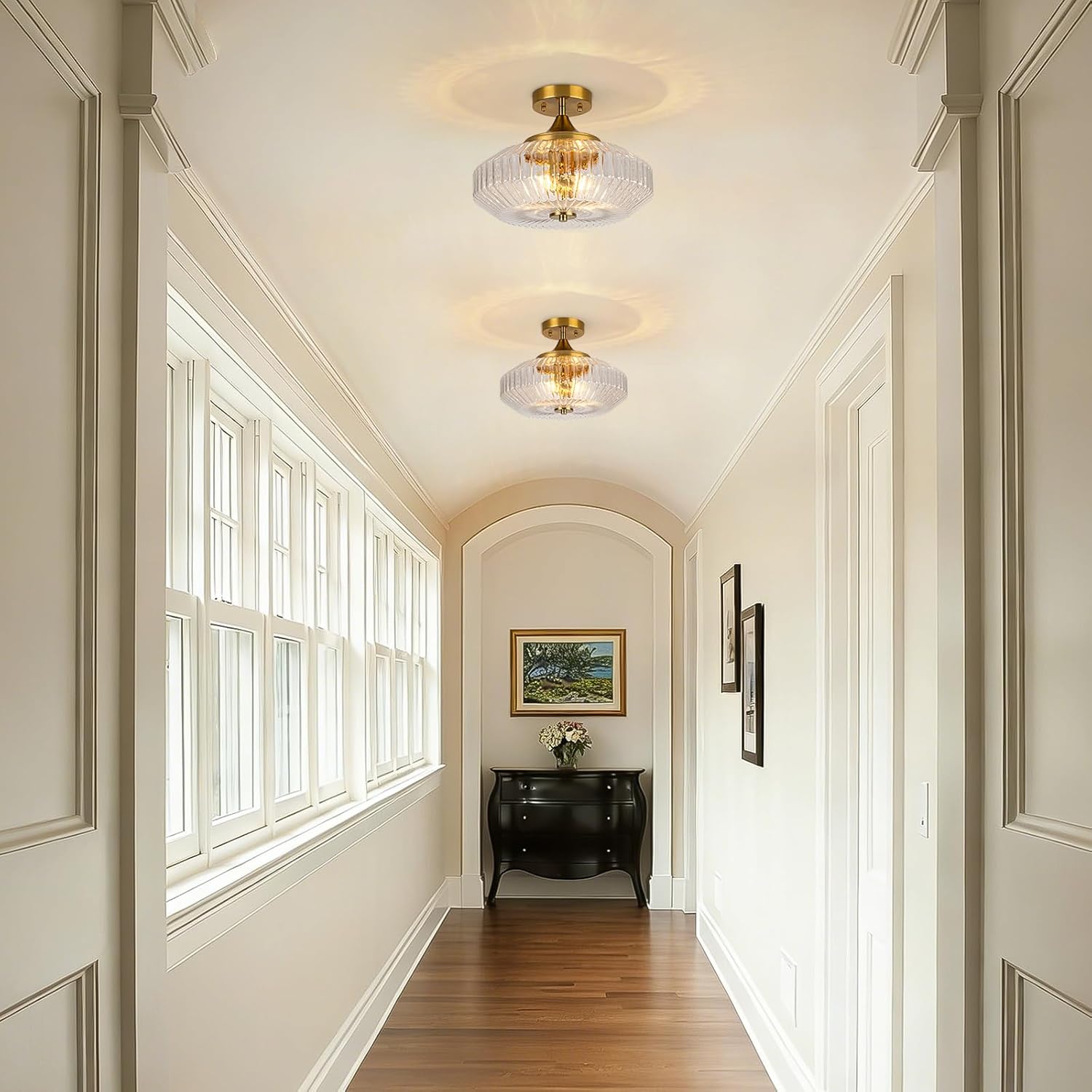 Luxury Gold Crystal Pendant Ceiling Light Adjustable Modern Round Chandelier