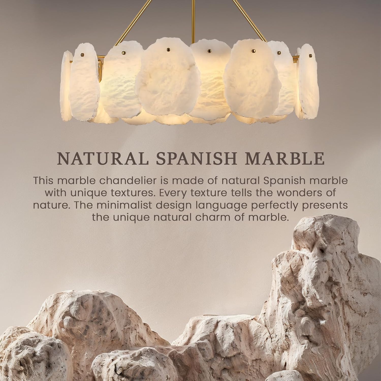 Modern Gold Alabaster Pendant Chandelier 24 Inch Adjustable Ceiling Light for Dining Room