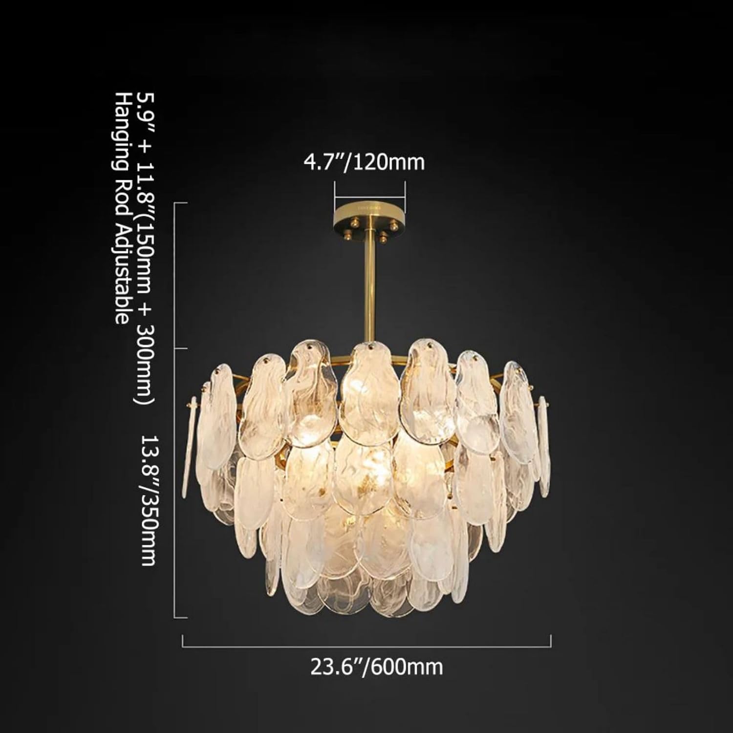Luxury Tiered Glass Leaf Chandelier – Artistic Gold Semi-Flush Ceiling Light Fixture