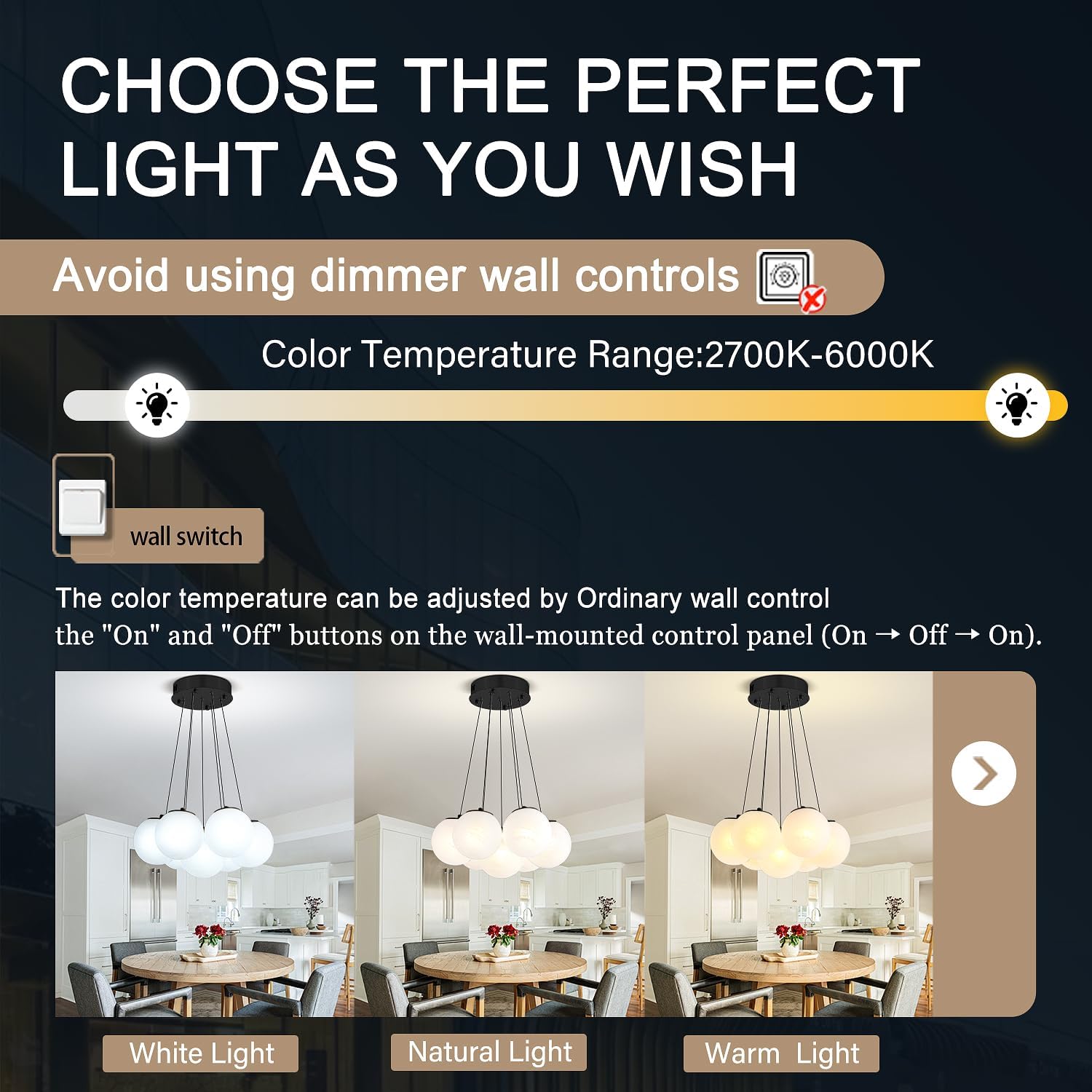 6-Light Adjustable Hanging Cloud Glass Pendant Light – Modern Black Ceiling Lamp