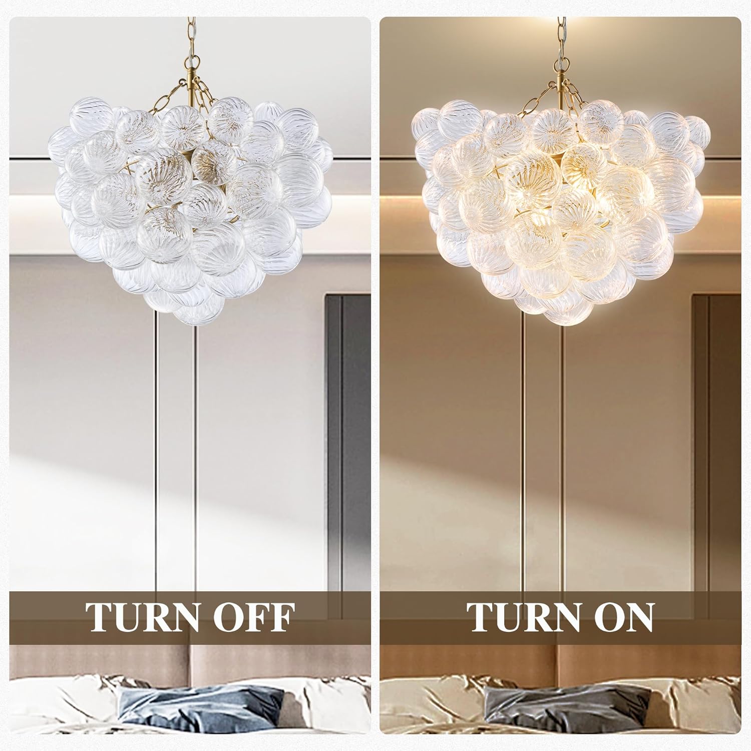 Modern Luxury Glass Ball Chandelier – Artistic 4-Light Cluster Pendant with Adjustable Chain, G9 Bulbs Included