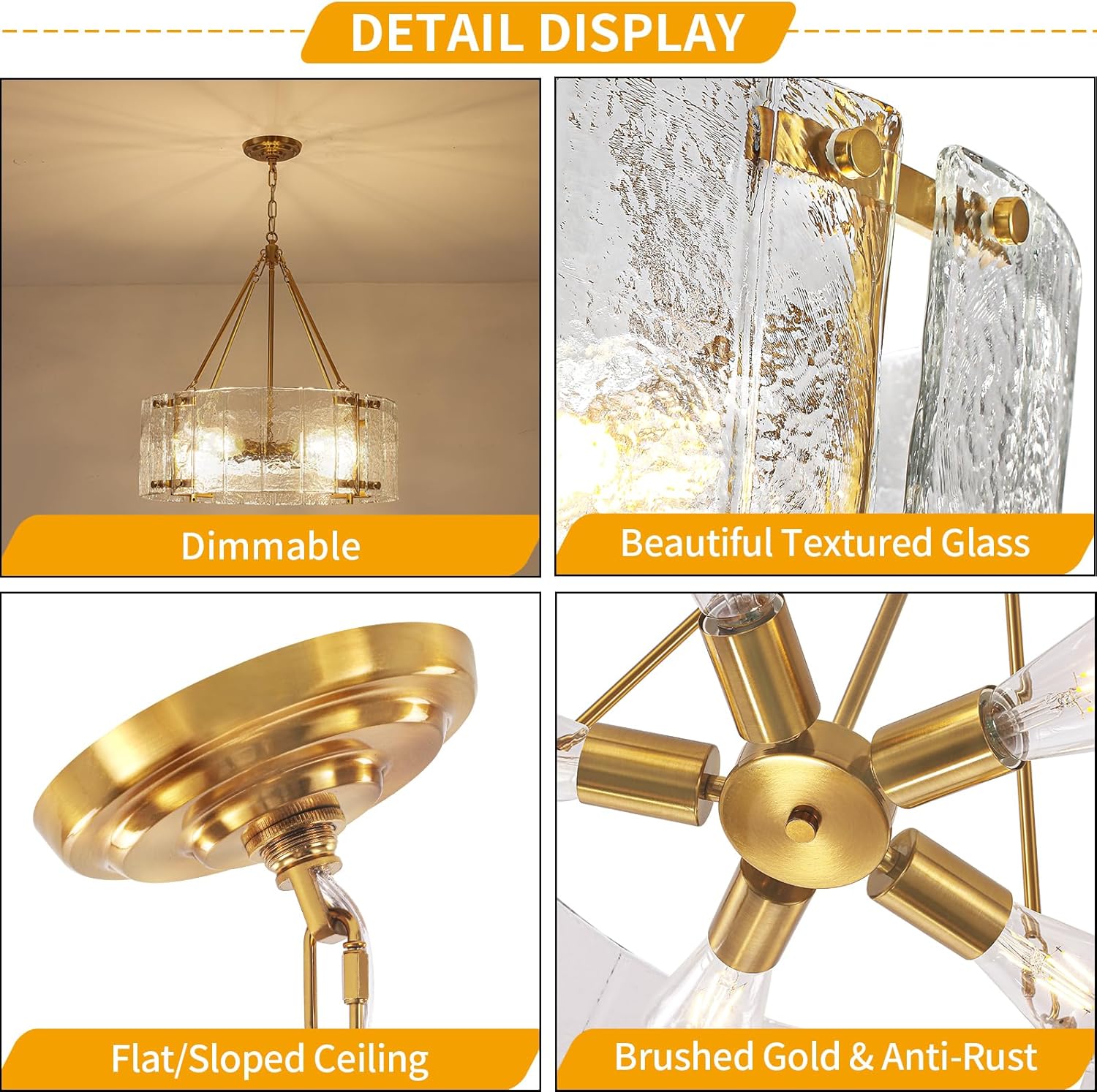 Modern Luxury Round Crystal Chandelier with Adjustable Height and Gold Finish – E26 Base Dimmable LED Pendant Light