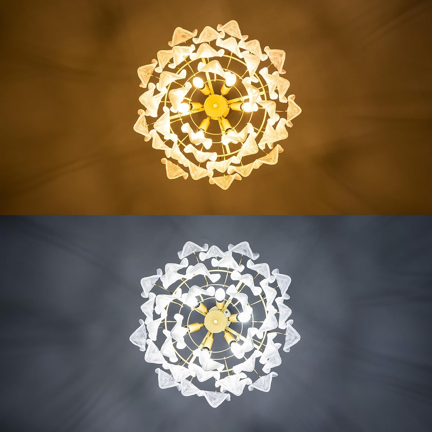 Luxury European Crystal Chandelier – Adjustable Tiered Gold Pendant Light with Leaf Glass Panels