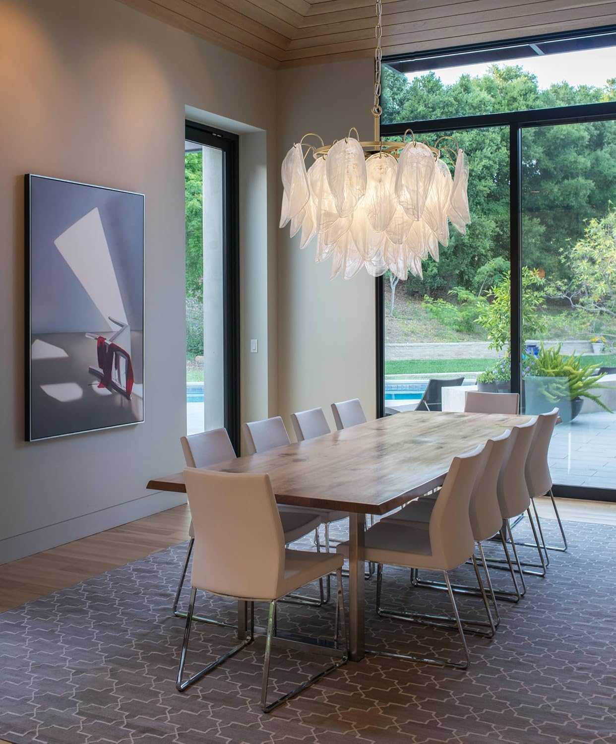 Luxury European Crystal Chandelier – Adjustable Tiered Gold Pendant Light with Leaf Glass Panels