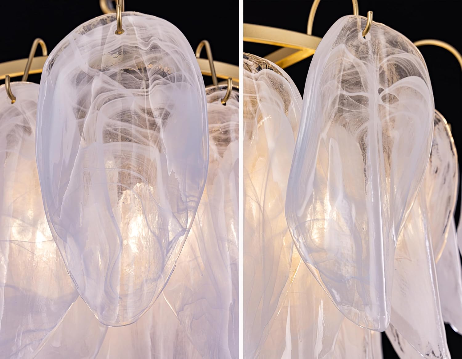 Luxury European Crystal Chandelier – Adjustable Tiered Gold Pendant Light with Leaf Glass Panels