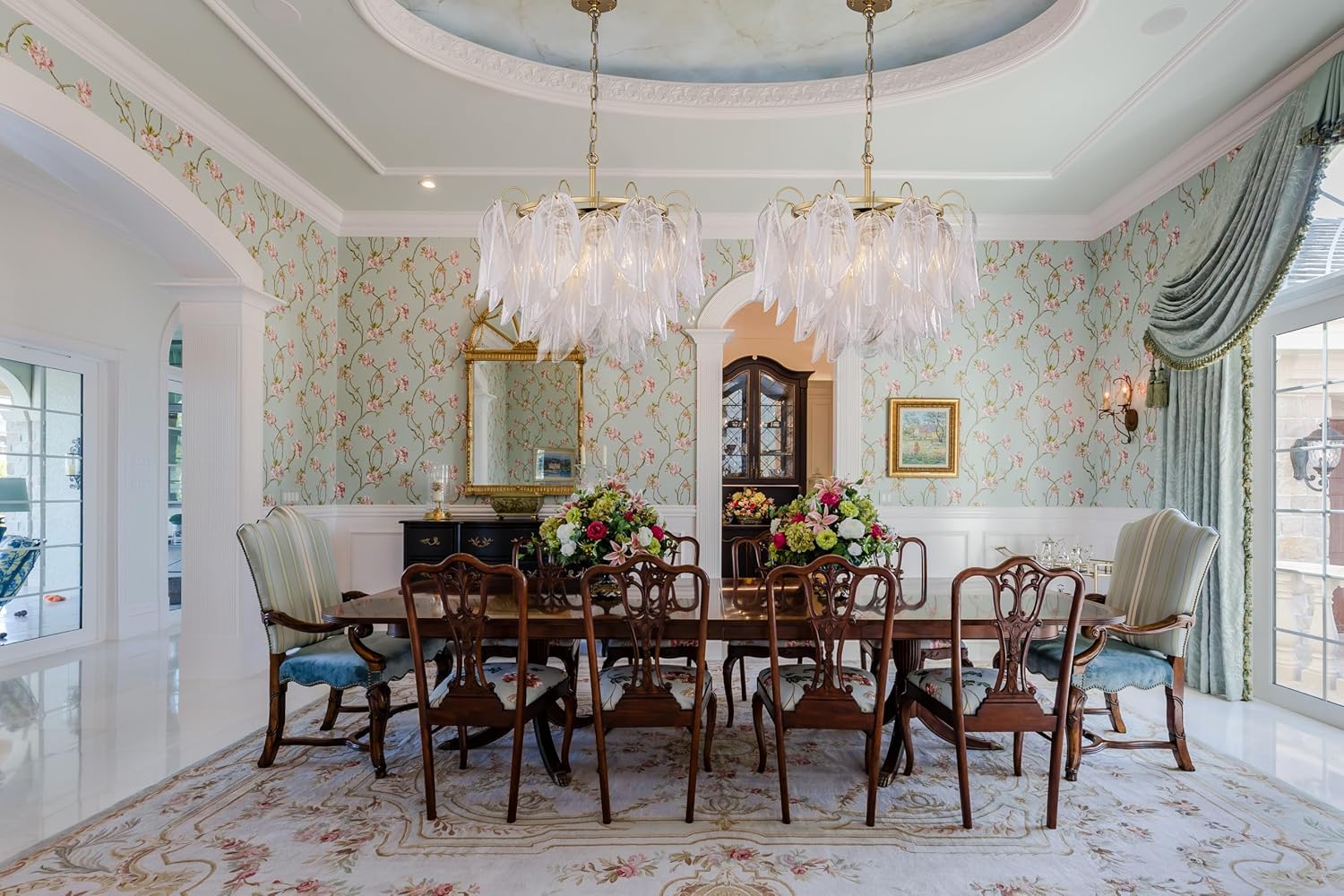 Luxury European Crystal Chandelier – Adjustable Tiered Gold Pendant Light with Leaf Glass Panels