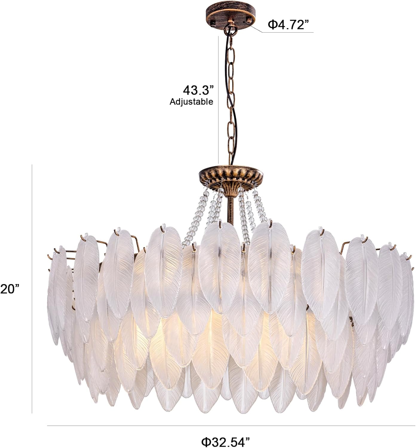 Oversized Feather-Inspired Crystal Chandelier – 32.5