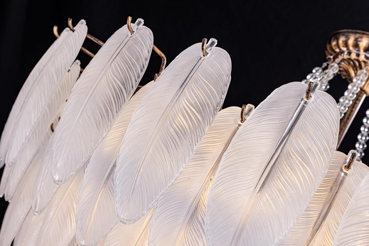 Oversized Feather-Inspired Crystal Chandelier – 32.5