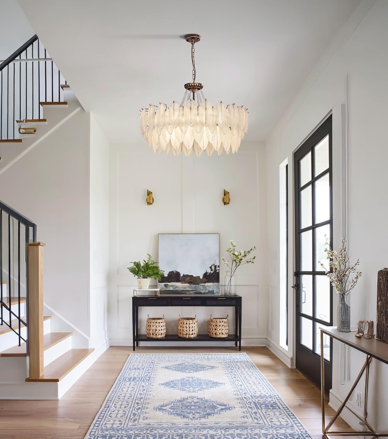 Oversized Feather-Inspired Crystal Chandelier – 32.5