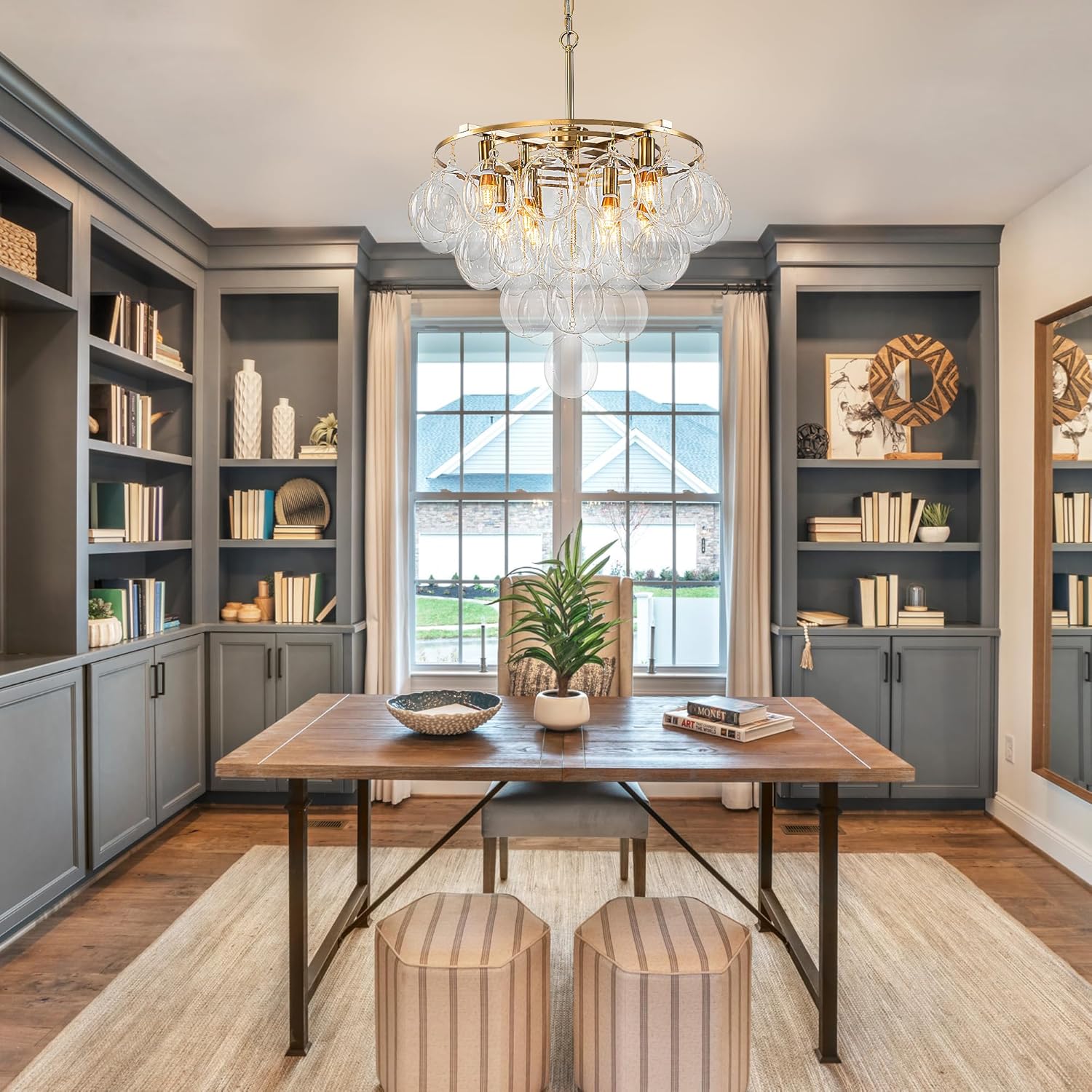 Modern 4-Tier Glass Chandelier with 8 Lights | Gold Adjustable Pendant Ceiling Light