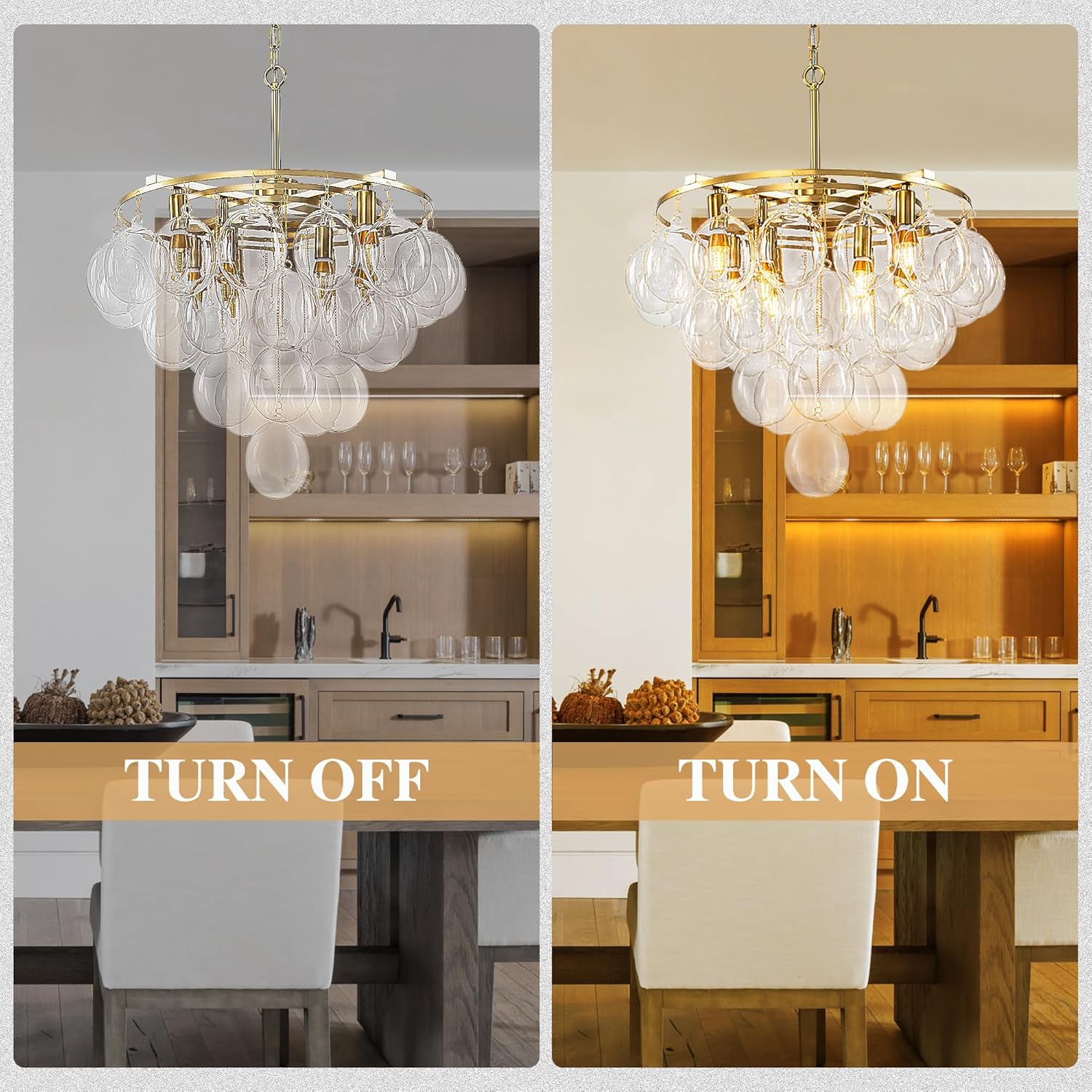 Modern 4-Tier Glass Chandelier with 8 Lights | Gold Adjustable Pendant Ceiling Light