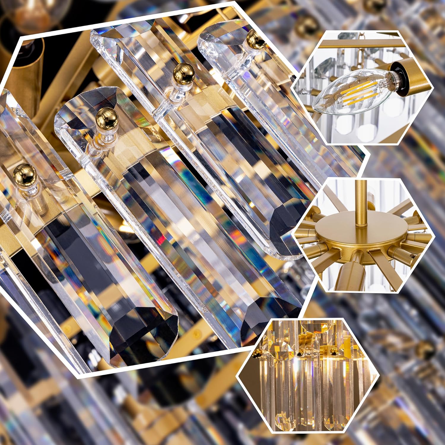 Modern Luxury Large K9 Crystal Chandelier – Gold Multi-Tier Adjustable Height LED Pendant Light Ø80cm