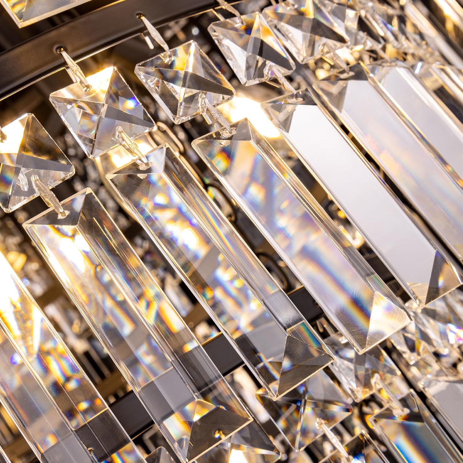 Modern 10-Tier Rectangular Crystal Chandelier - 31.5