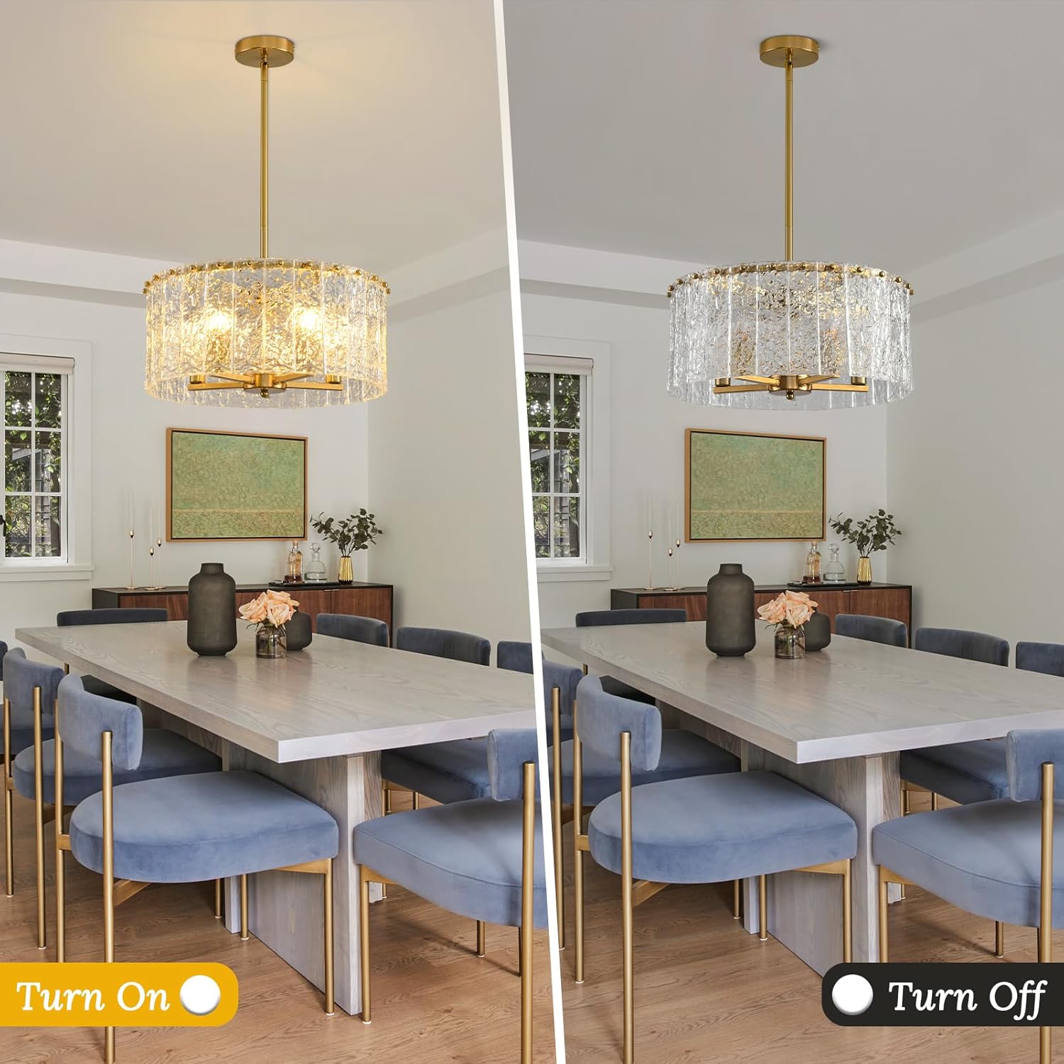 Luxury Gold Crystal Ceiling Pendant Light – Adjustable Height, 5-Light LED Dimmable K9 Crystal Chandelier