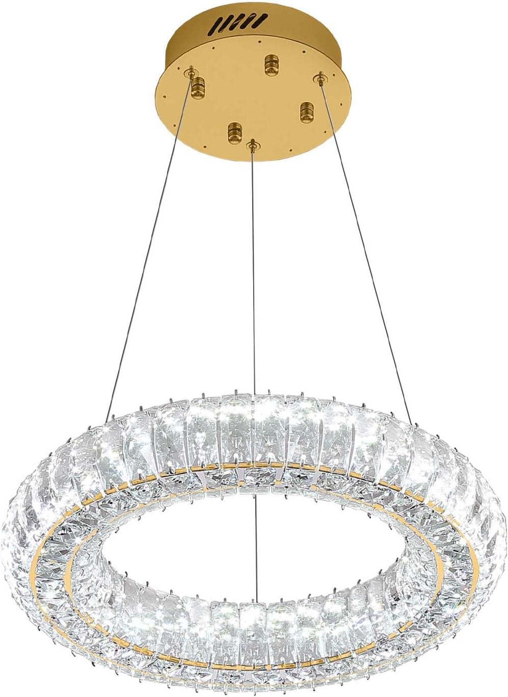 Modern Gold Crystal Chandelier LED Ring Pendant Light for Dining Living Room