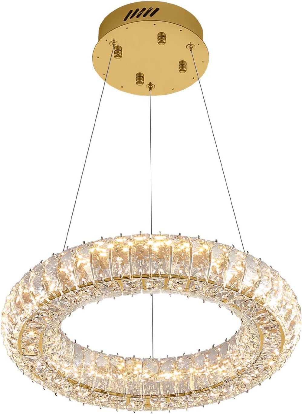 Modern Gold Crystal Chandelier LED Ring Pendant Light for Dining Living Room