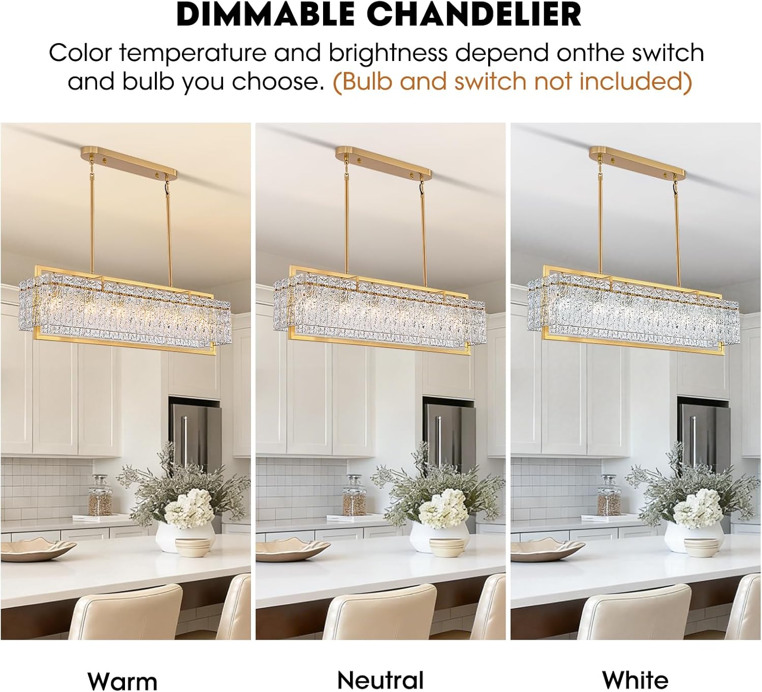 Modern Gold Rectangular Crystal Chandelier - 41.34