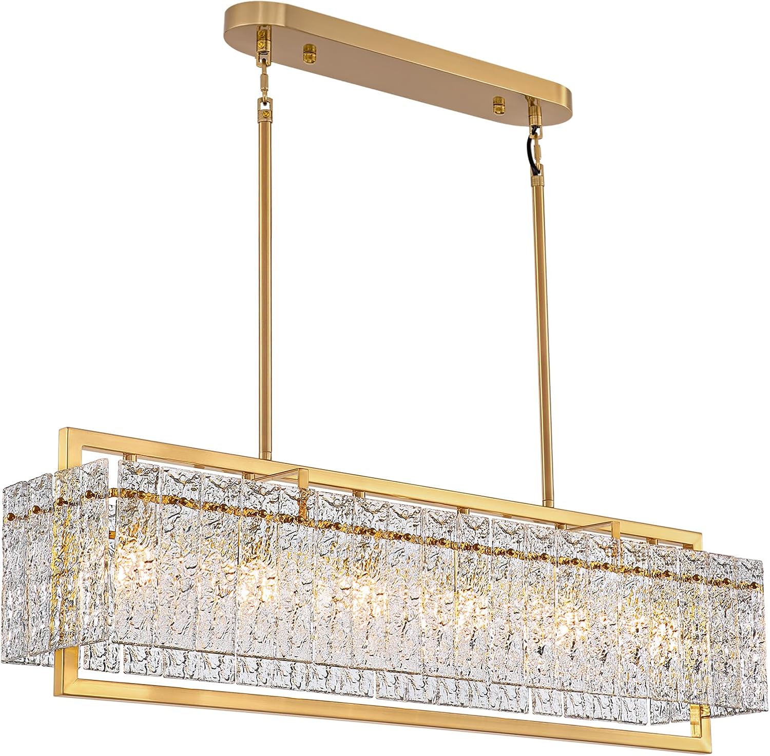Modern Gold Rectangular Crystal Chandelier - 41.34