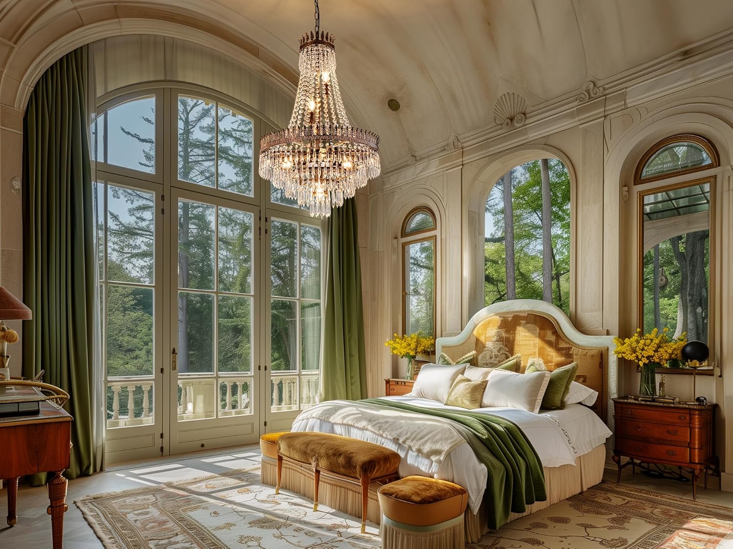 Luxury Vintage Crystal Chandelier – Large Dimmable LED Pendant Light with Adjustable Height for Living Room, Villa, or Hotel Lobby