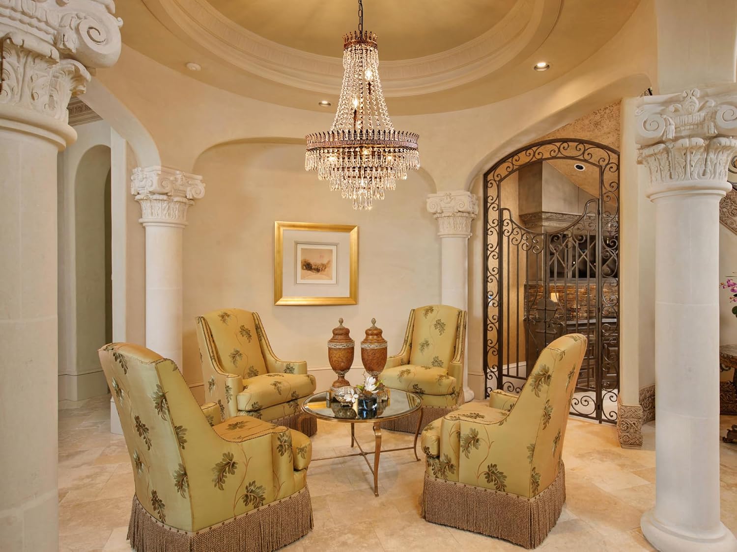 Luxury Vintage Crystal Chandelier – Large Dimmable LED Pendant Light with Adjustable Height for Living Room, Villa, or Hotel Lobby